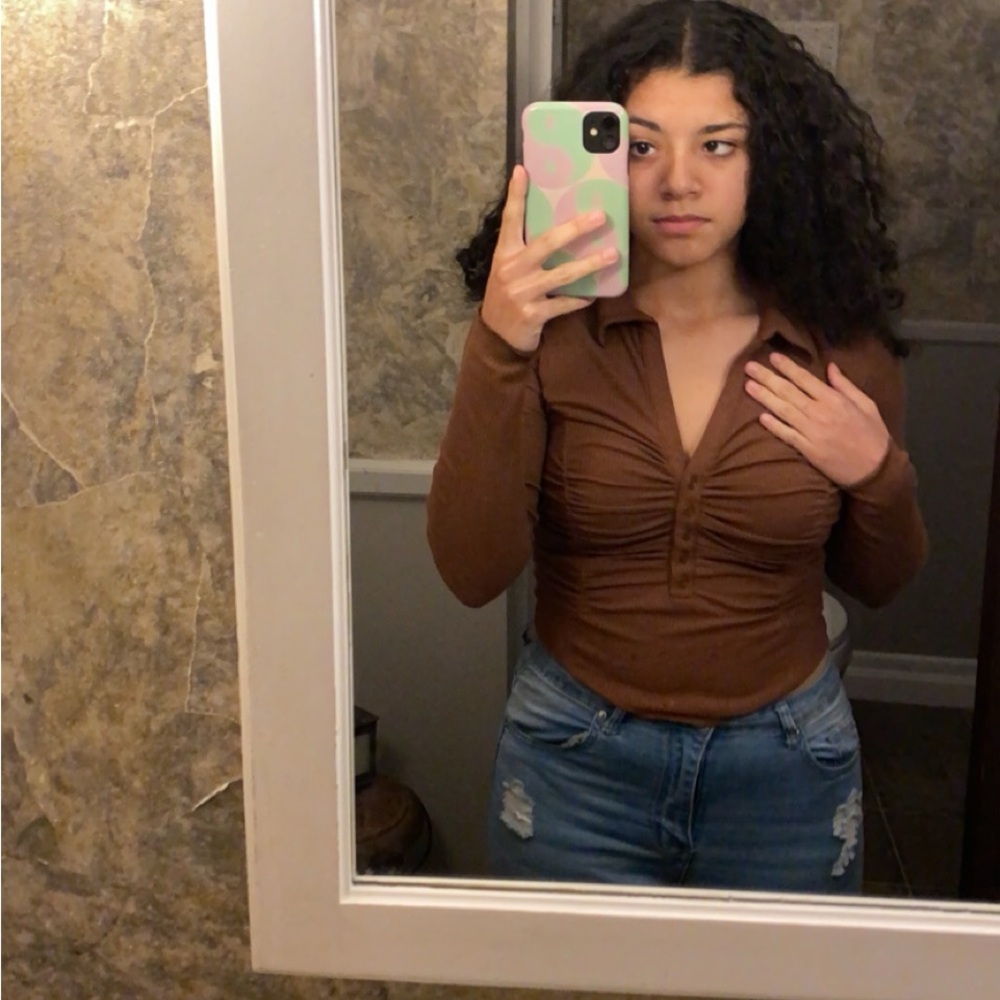 Urban Outfitters Brown Long Sleeve Top